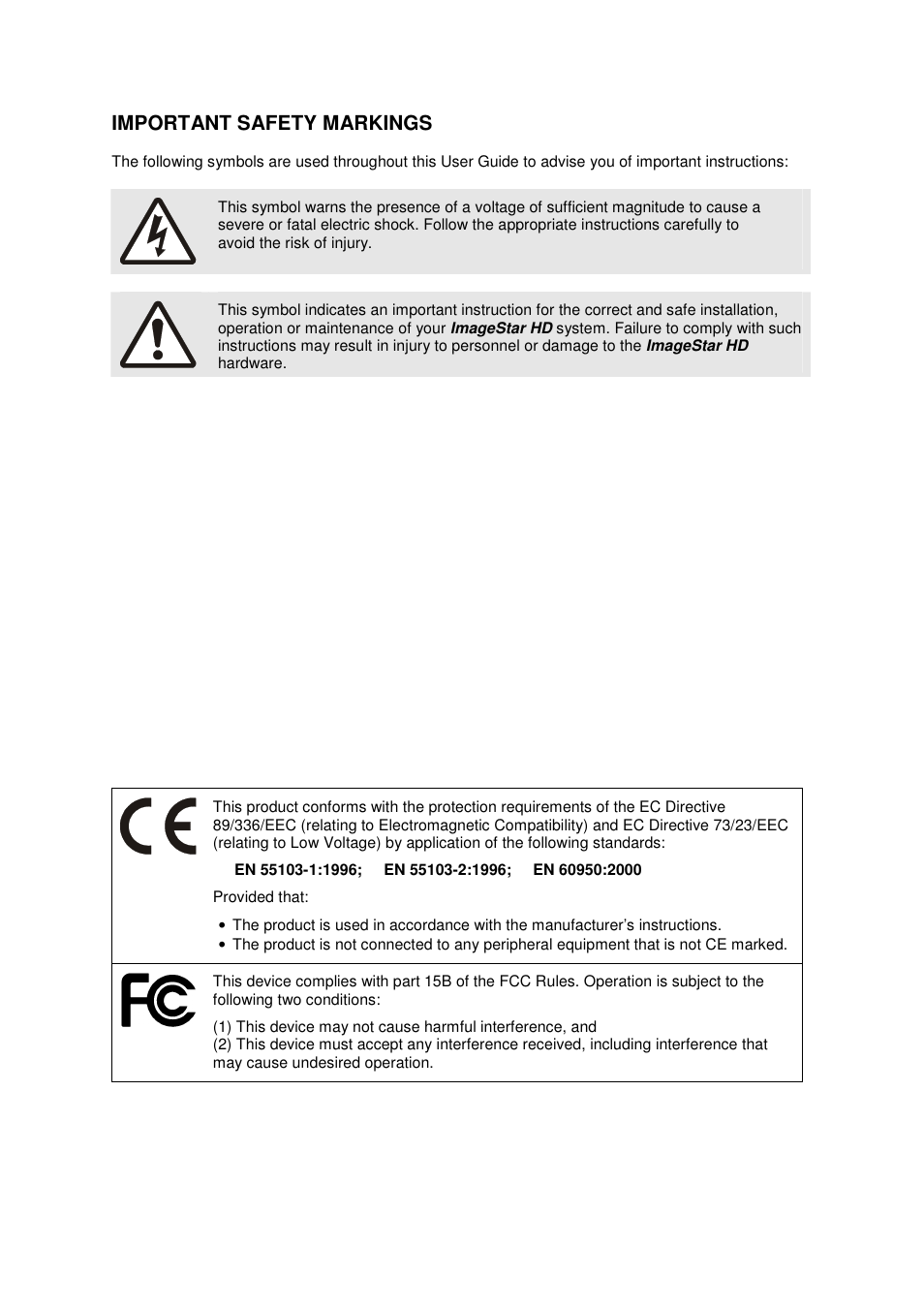 Important safety markings | Extron Electronics ImageStar HD User Manual | Page 3 / 90