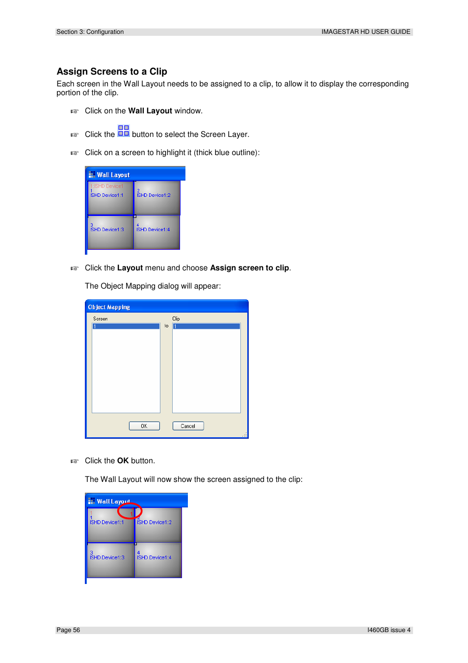 Assign screens to a clip | Extron Electronics ImageStar HD User Manual | Page 56 / 90