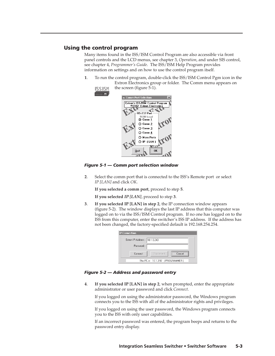 Using the control program | Extron Electronics ISS 108 User Manual | Page 67 / 104