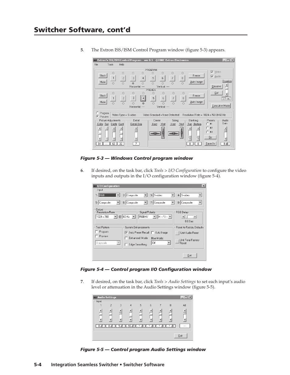 Switcher software, cont’d | Extron Electronics ISS 108 User Manual | Page 68 / 104