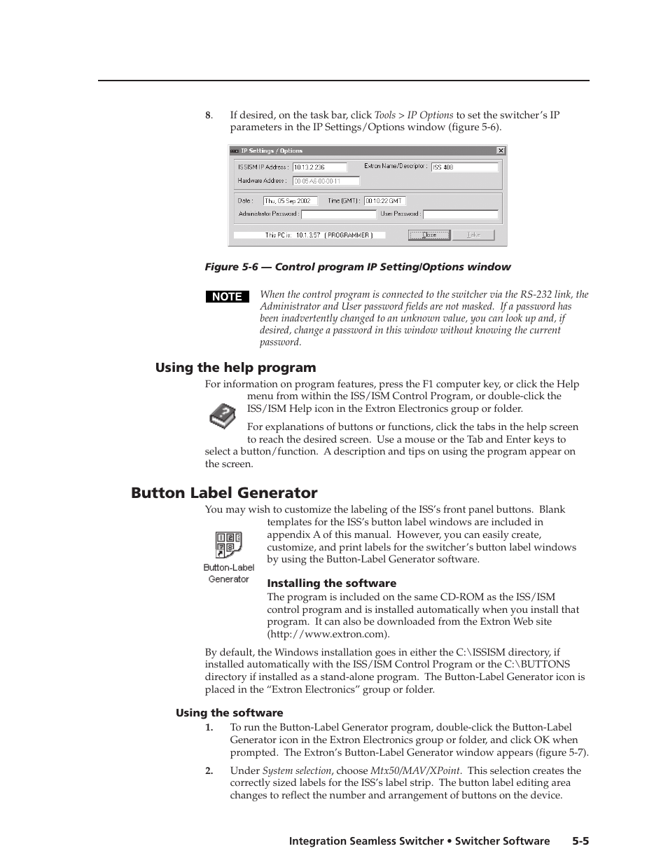 Button label generator | Extron Electronics ISS 108 User Manual | Page 69 / 104