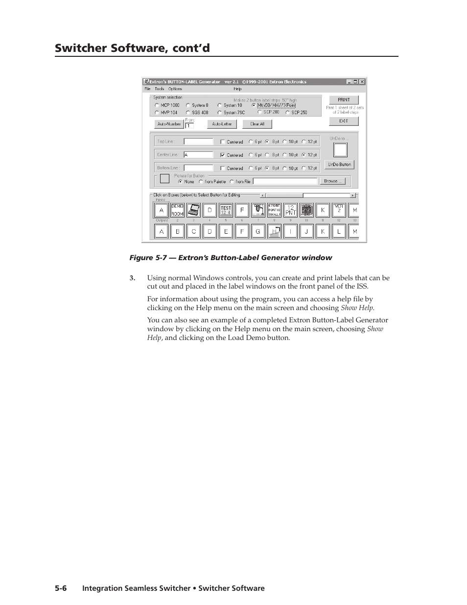Switcher software, cont’d | Extron Electronics ISS 108 User Manual | Page 70 / 104