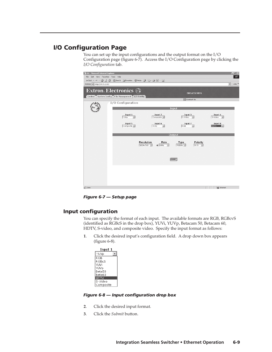 I/o configuration page | Extron Electronics ISS 108 User Manual | Page 79 / 104