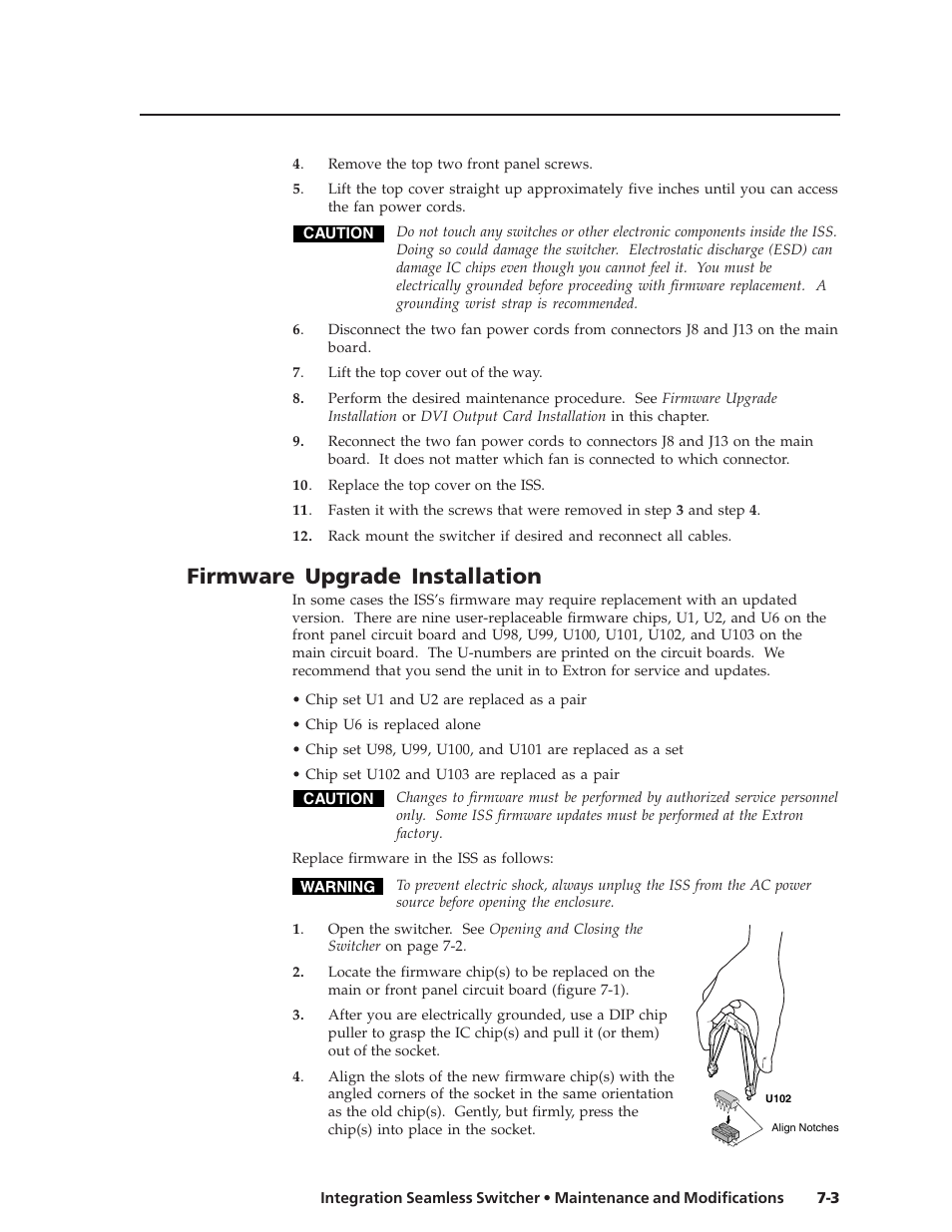Firmware upgrade installation | Extron Electronics ISS 108 User Manual | Page 85 / 104