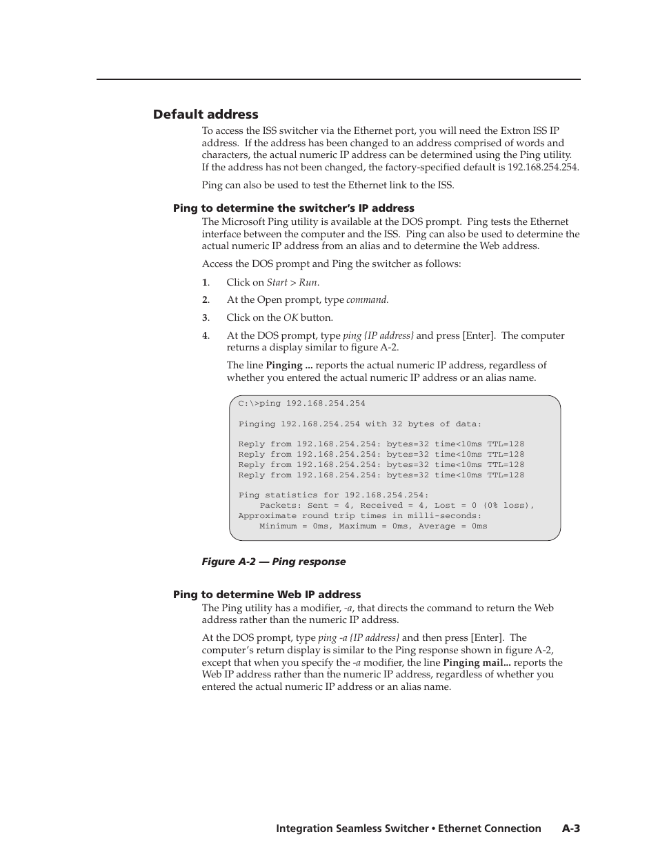 Default address | Extron Electronics ISS 108 User Manual | Page 91 / 104