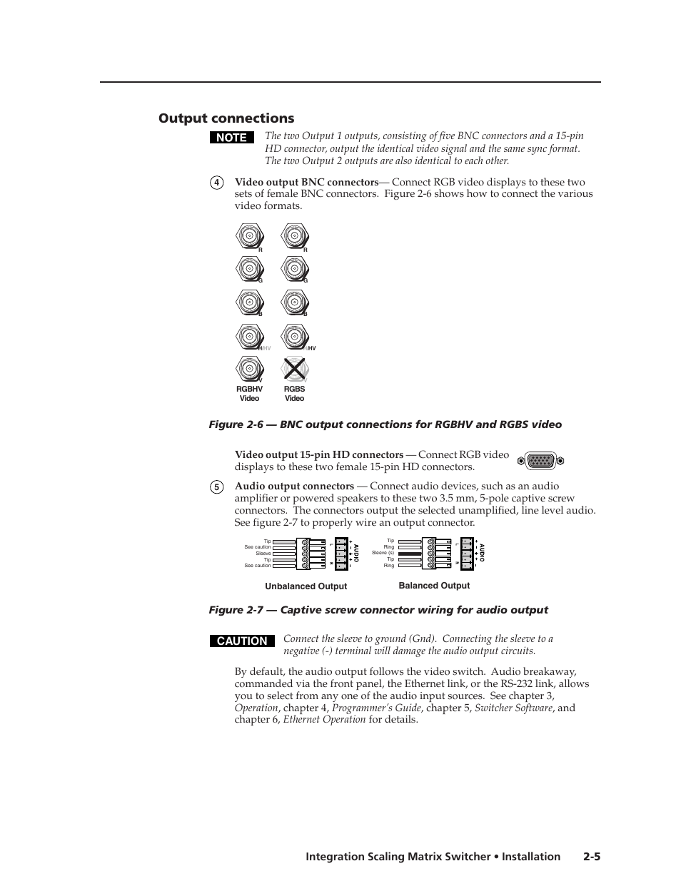 Output connections, Caution | Extron Electronics ISM 182 User Manual | Page 19 / 96