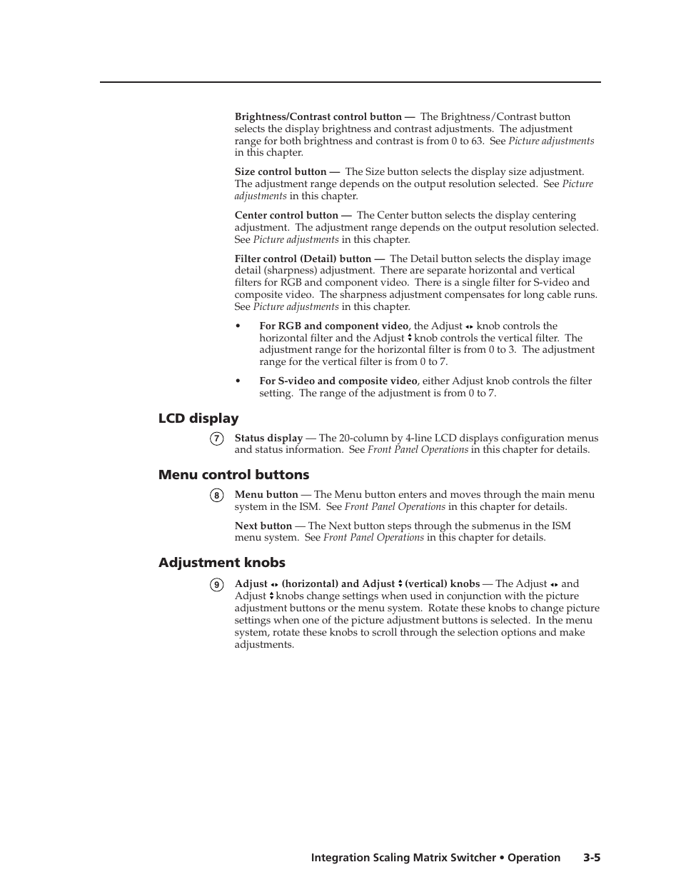 Lcd display, Menu control buttons, Adjustment knobs | Extron Electronics ISM 182 User Manual | Page 27 / 96