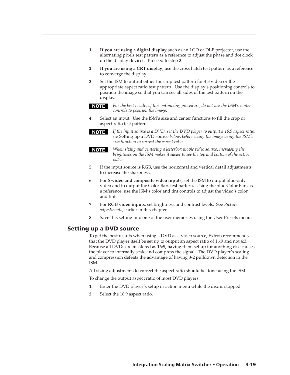 Setting up a dvd source | Extron Electronics ISM 182 User Manual | Page 41 / 96