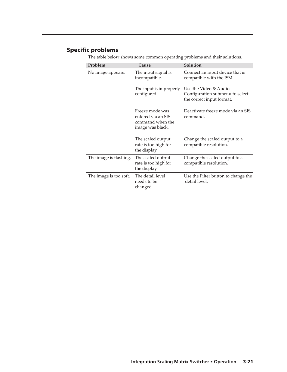 Specific problems | Extron Electronics ISM 182 User Manual | Page 43 / 96