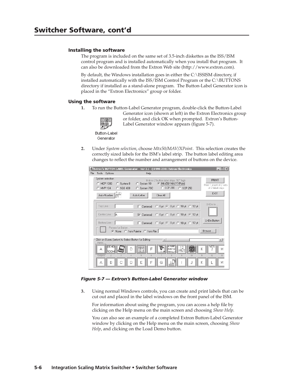 Switcher software, cont’d | Extron Electronics ISM 182 User Manual | Page 66 / 96