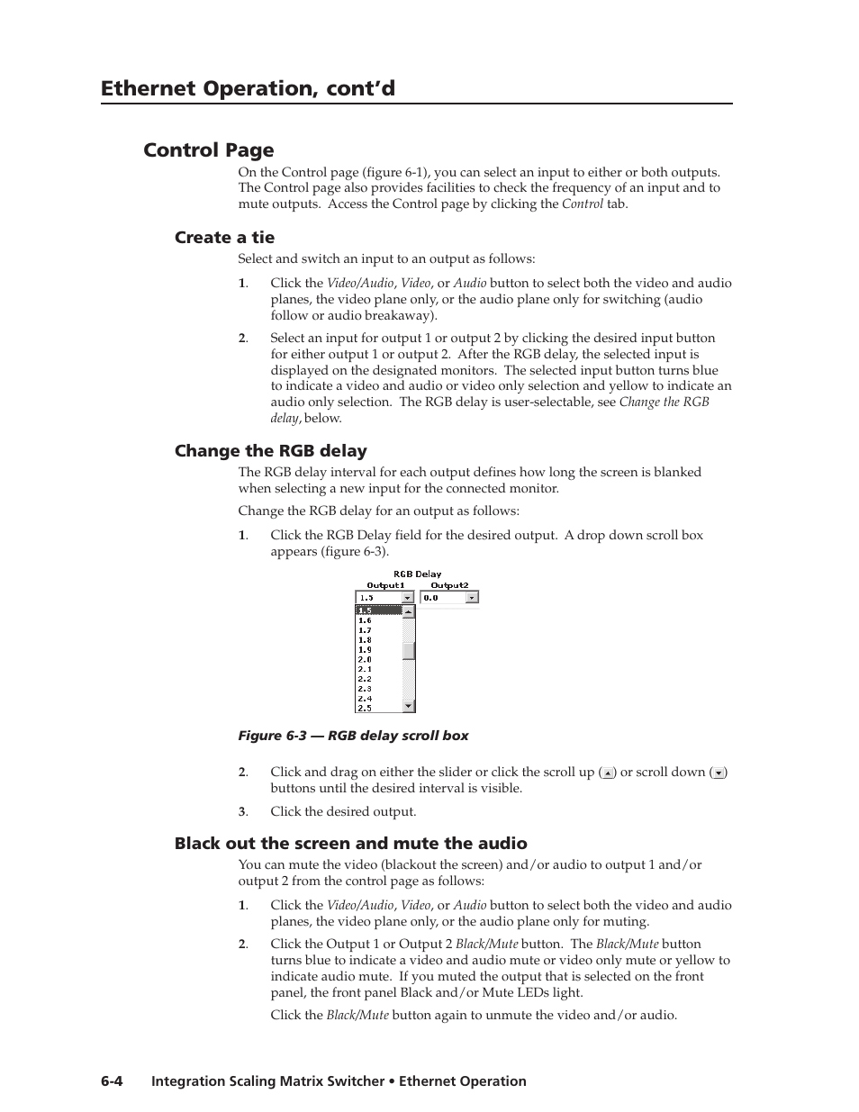 Ethernet operation, cont’d, Control page | Extron Electronics ISM 182 User Manual | Page 70 / 96
