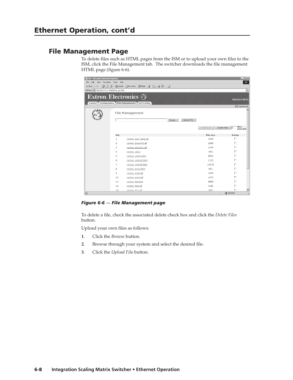 Ethernet operation, cont’d, File management page | Extron Electronics ISM 182 User Manual | Page 74 / 96