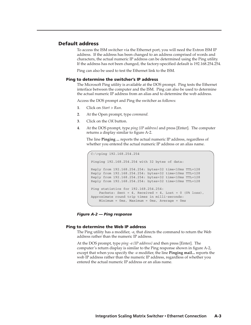 Default address | Extron Electronics ISM 182 User Manual | Page 81 / 96