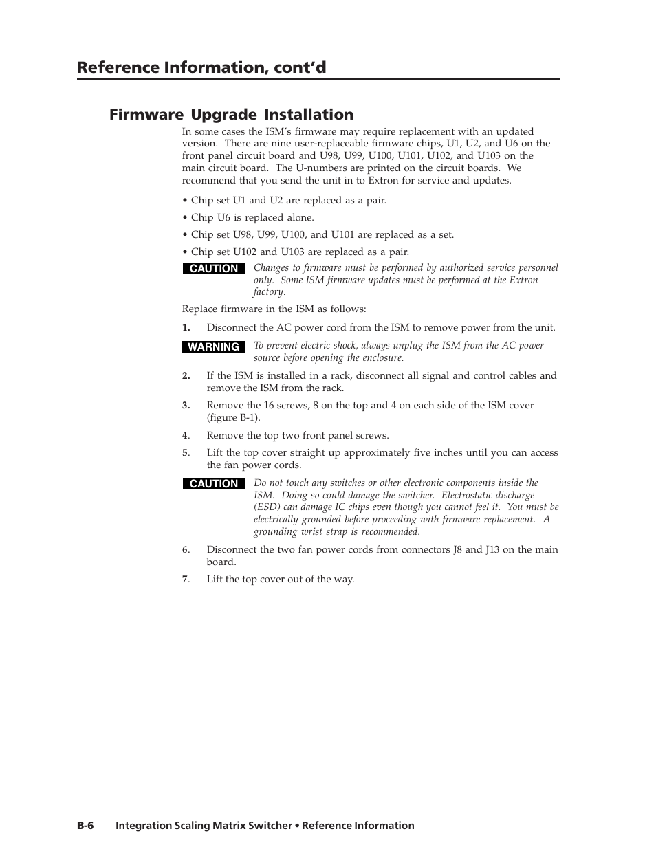 Reference information, cont’d, Firmware upgrade installation | Extron Electronics ISM 182 User Manual | Page 90 / 96