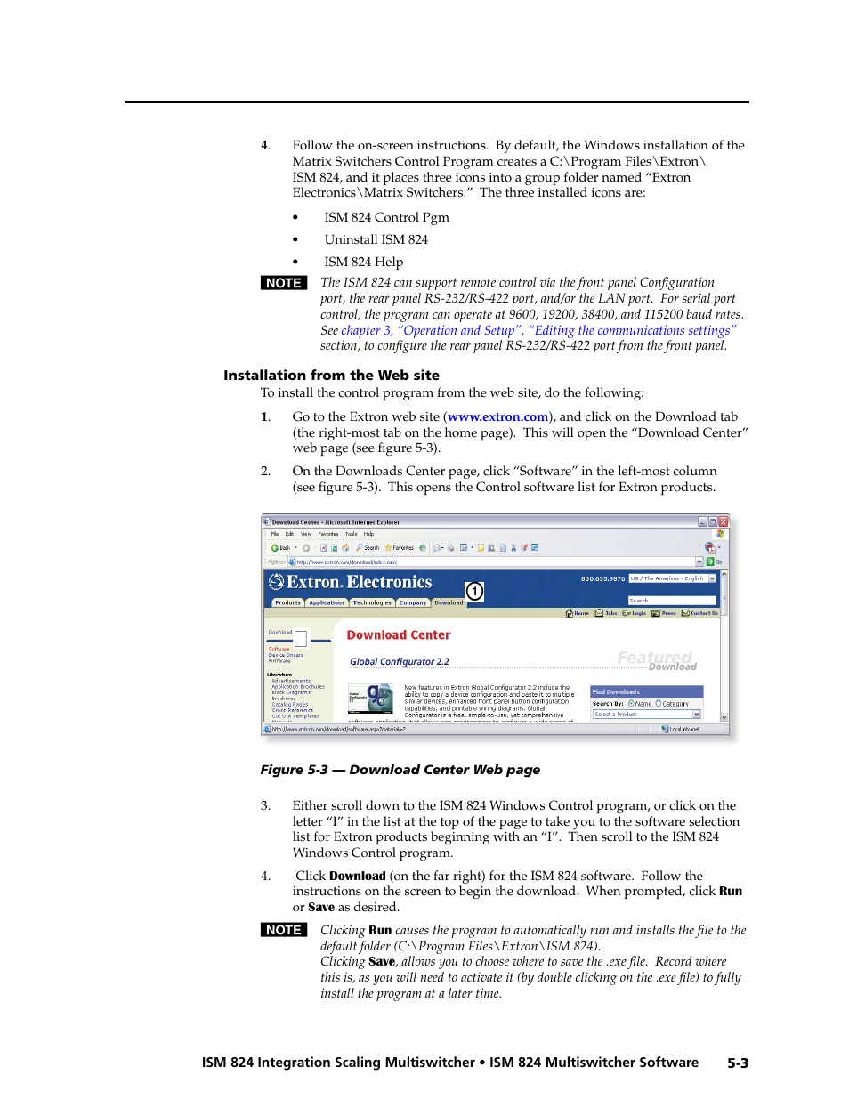 Installation from the web site, Installation from the web site | Extron Electronics ISM 824 User Manual | Page 115 / 180