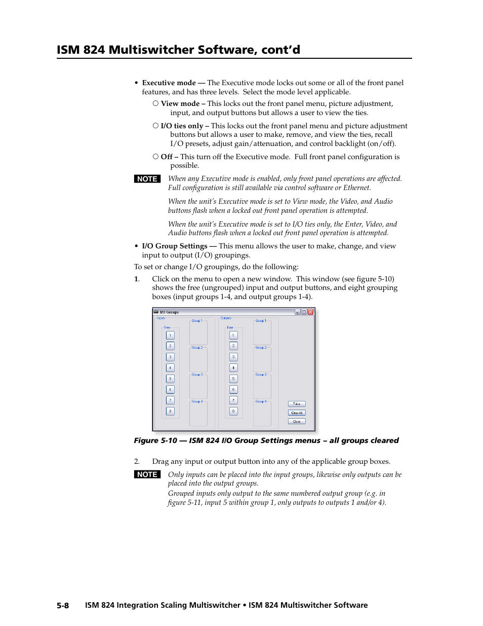 Ism 824 multiswitcher software, cont’d | Extron Electronics ISM 824 User Manual | Page 120 / 180