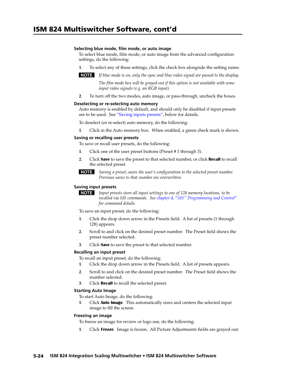 Ism 824 multiswitcher software, cont’d | Extron Electronics ISM 824 User Manual | Page 136 / 180