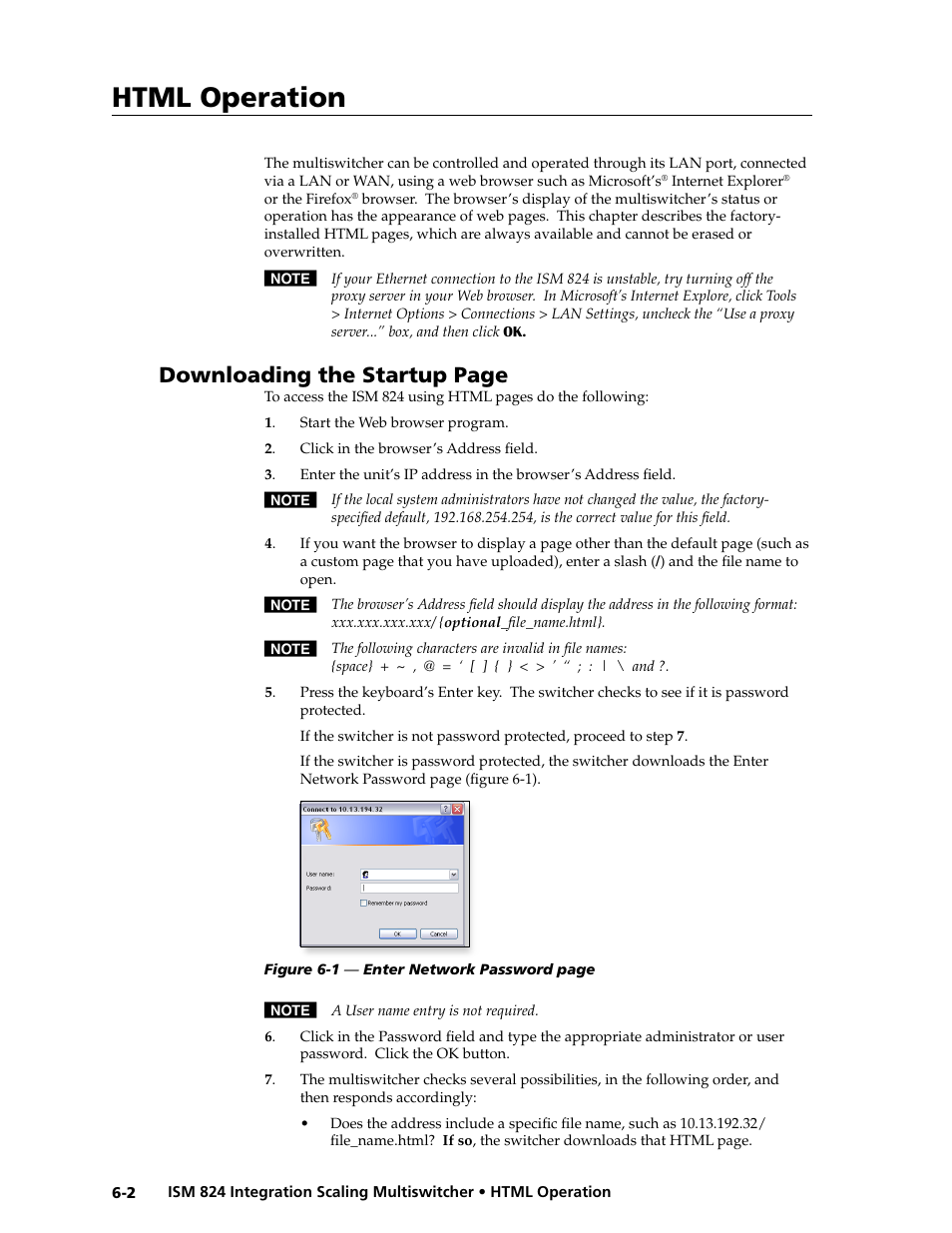 Html operation, Downloading the startup page | Extron Electronics ISM 824 User Manual | Page 144 / 180