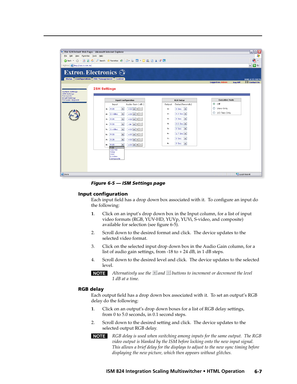 Uration -7 rgb delay | Extron Electronics ISM 824 User Manual | Page 149 / 180