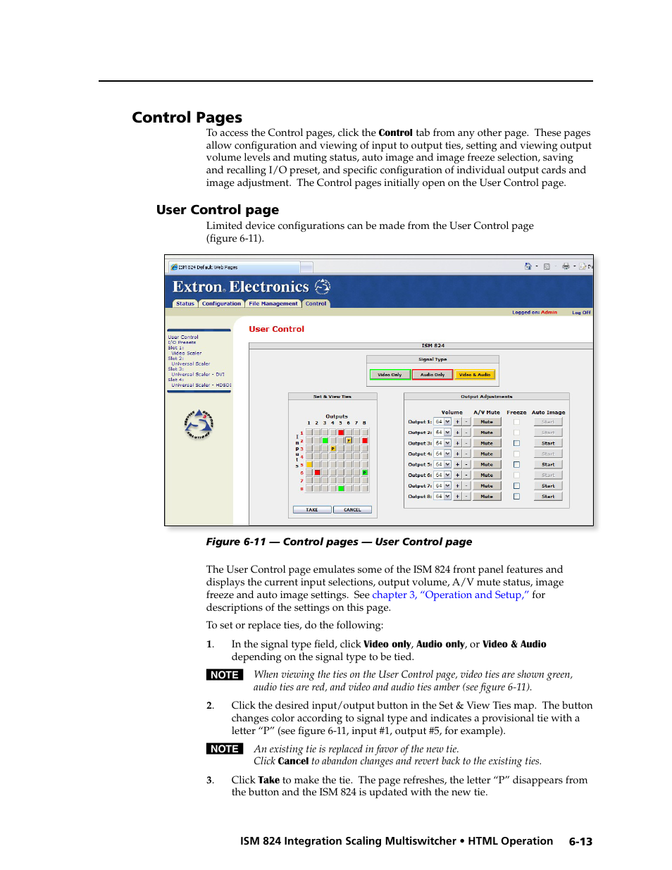 Er control page, Control pages | Extron Electronics ISM 824 User Manual | Page 155 / 180
