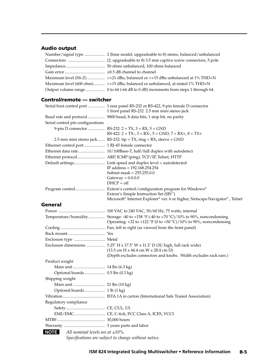 Extron Electronics ISM 824 User Manual | Page 177 / 180