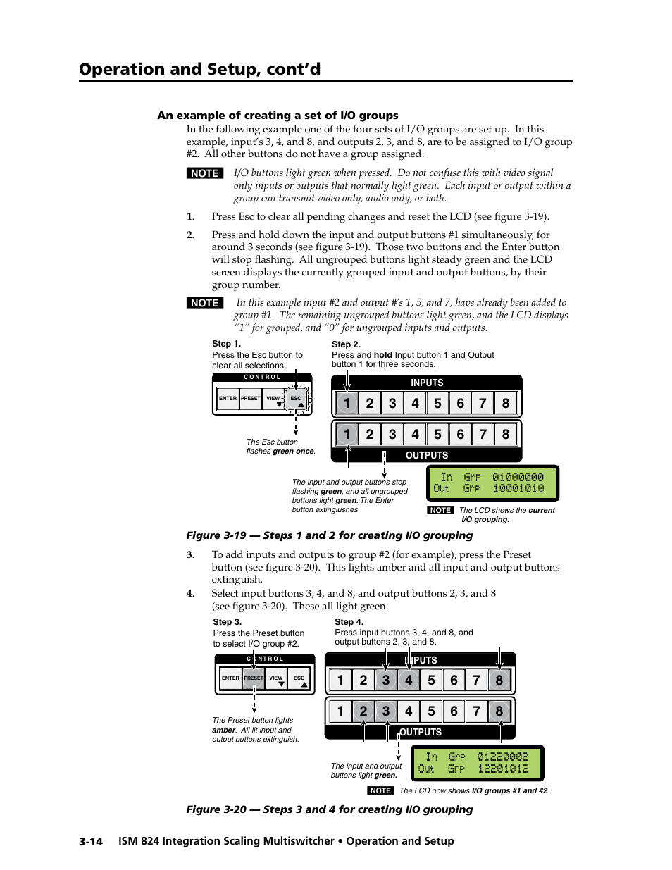 An example of creating a set of i/o groups, An example of creating a set of i/o groups, Operation and setup, cont’d | Extron Electronics ISM 824 User Manual | Page 46 / 180