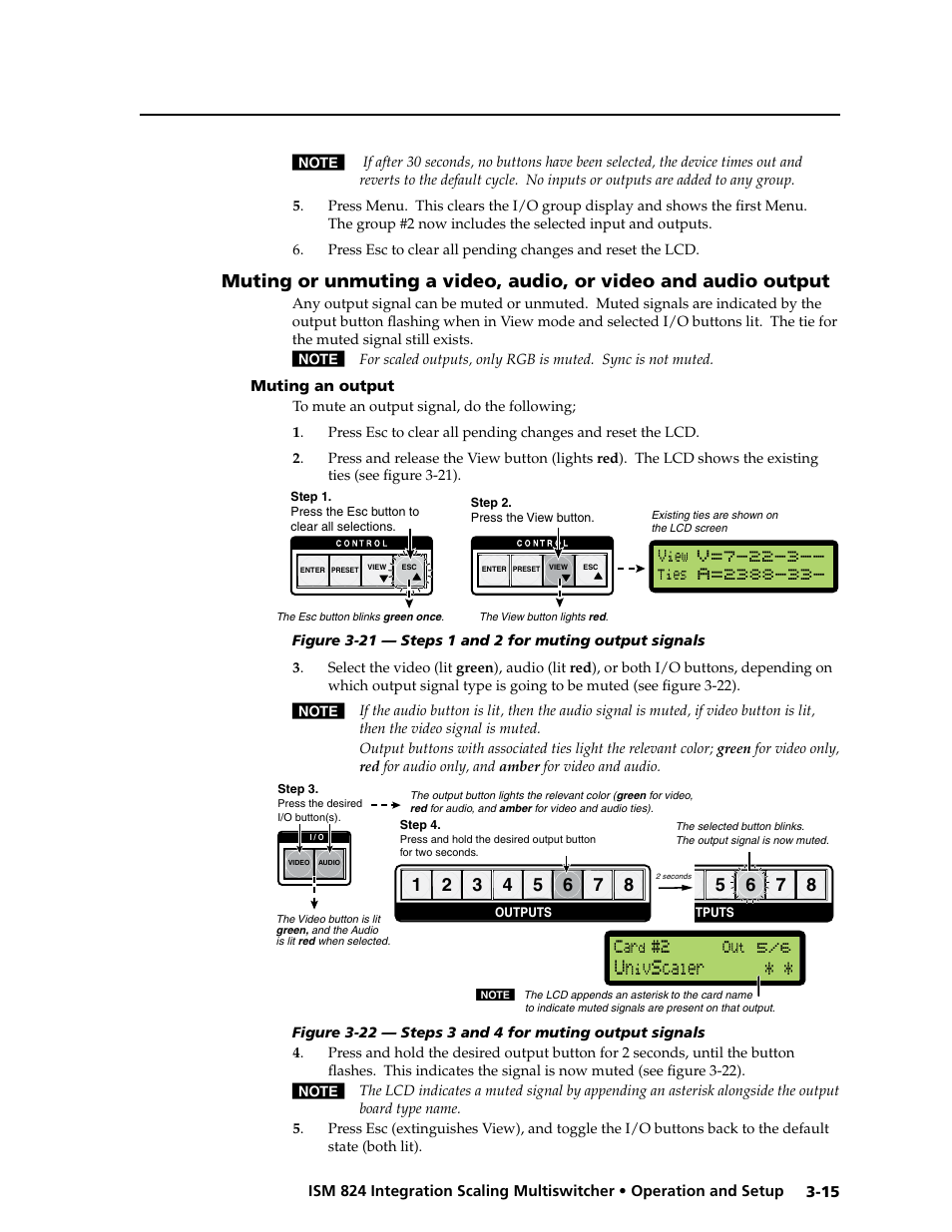 Muting an output, An output -15, Caler | Extron Electronics ISM 824 User Manual | Page 47 / 180