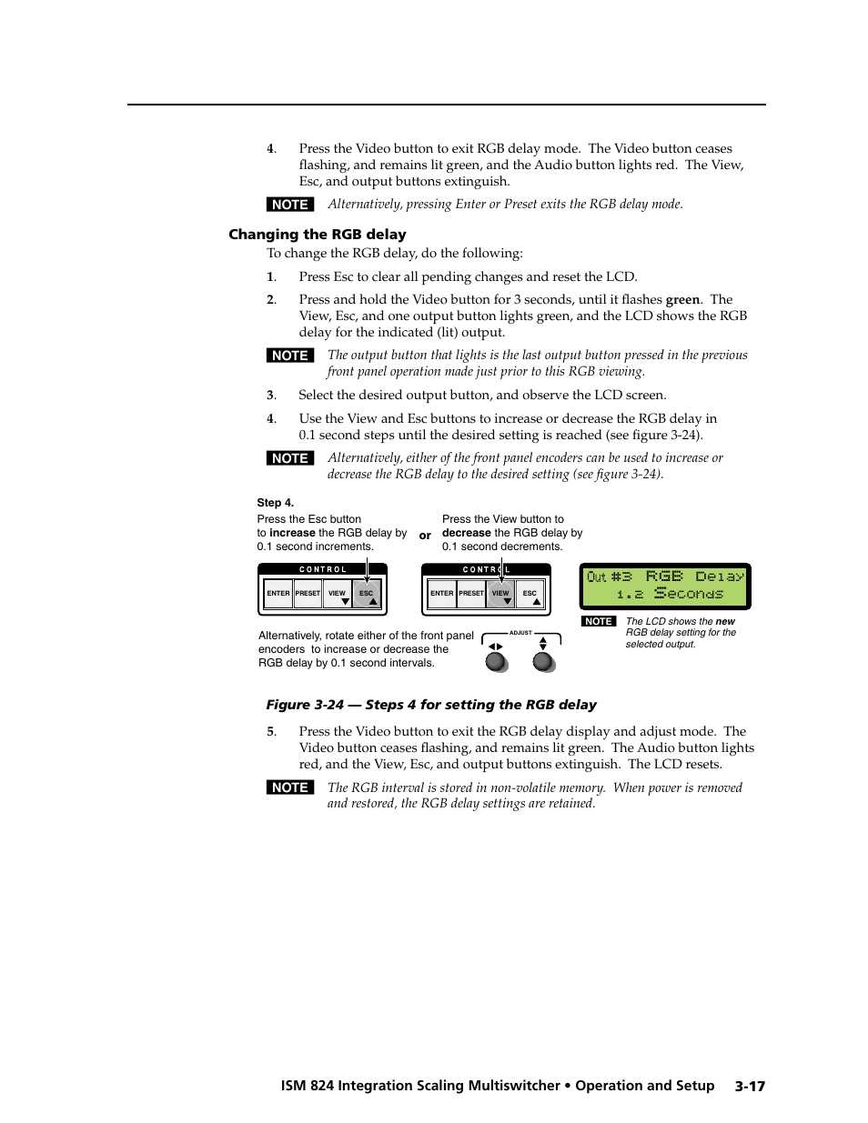 Changing the rgb delay, Changing the rgb delay, T #3 | Elay, Econds | Extron Electronics ISM 824 User Manual | Page 49 / 180