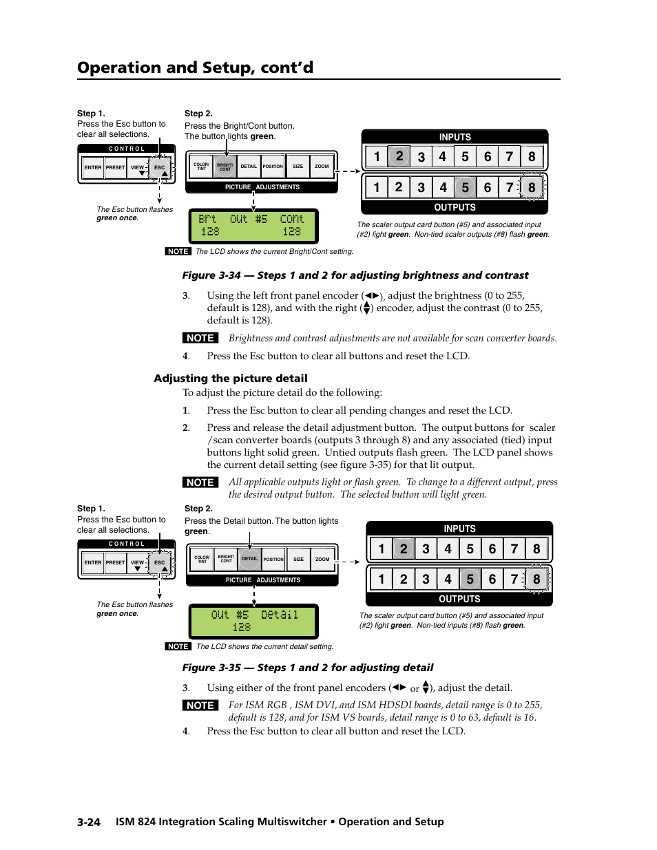 Adjusting the picture detail, Adjusting the picture detail, 128 out #5 detail | Operation and setup, cont’d | Extron Electronics ISM 824 User Manual | Page 56 / 180