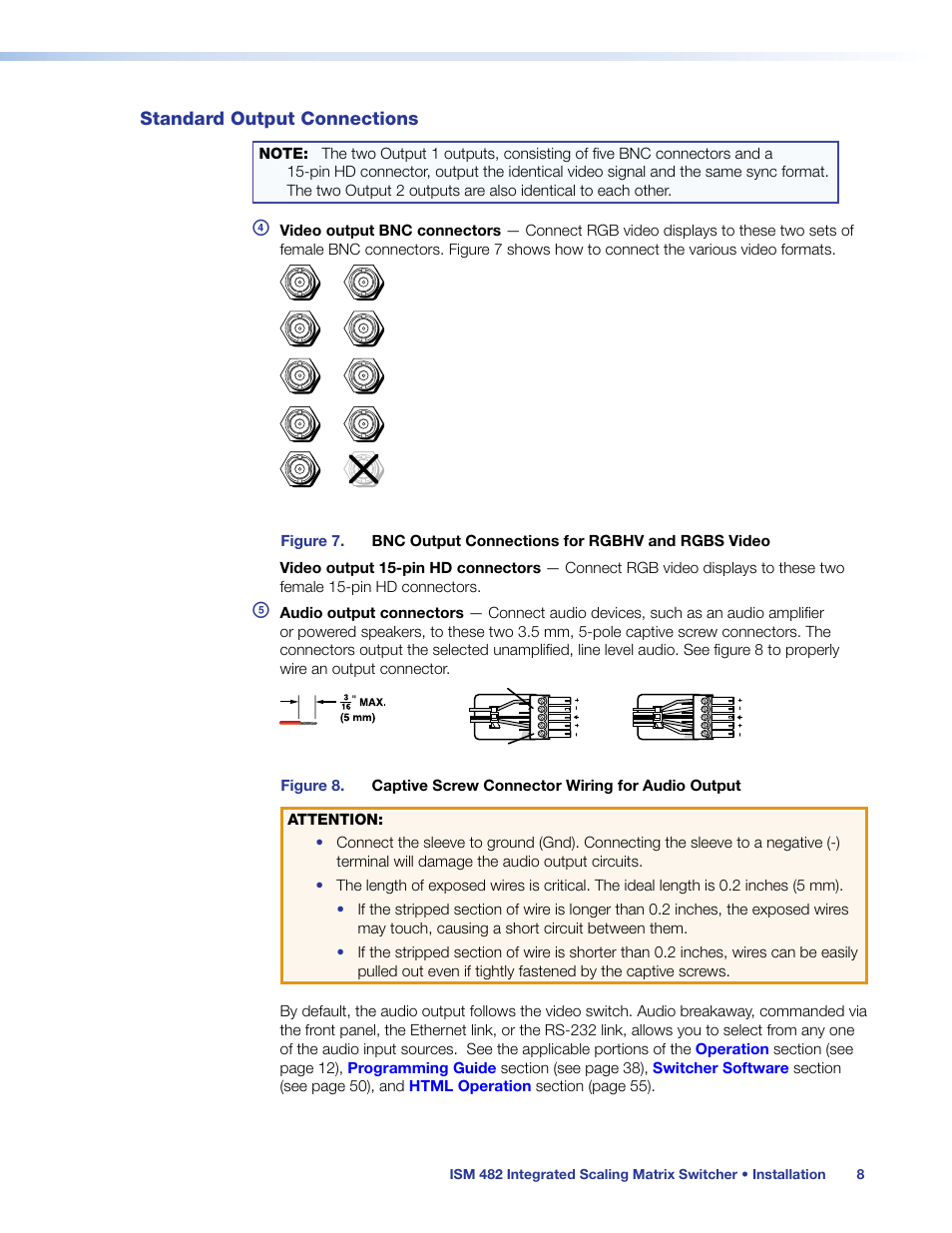 Standard output connections | Extron Electronics ISM 482 User Manual | Page 14 / 82