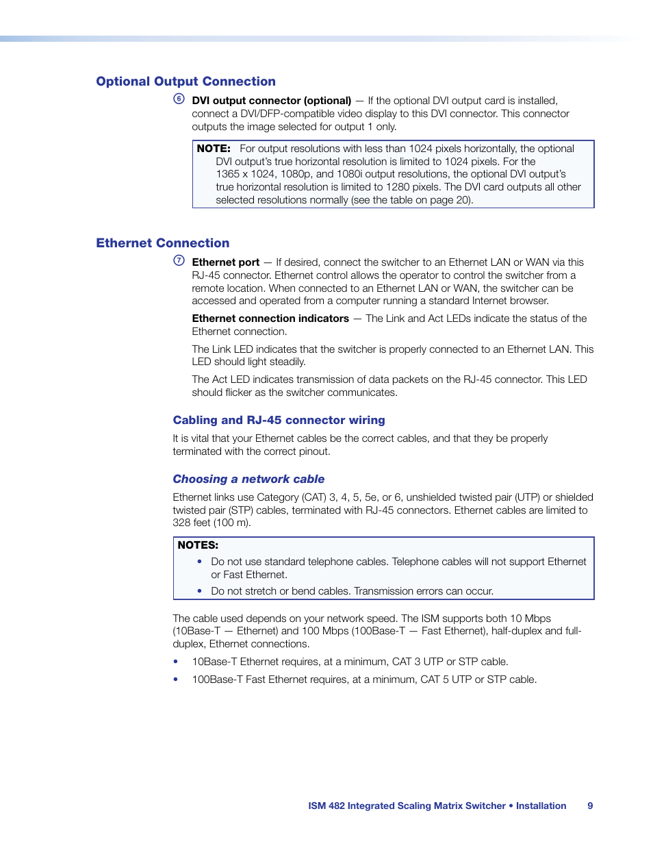 Optional output connection, Ethernet connection, Optional output connection ethernet connection | Extron Electronics ISM 482 User Manual | Page 15 / 82