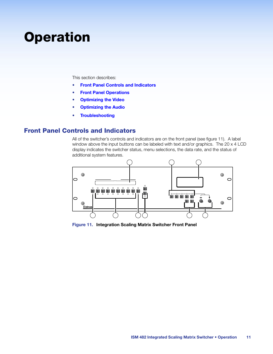 Operation, Front panel controls and indicators | Extron Electronics ISM 482 User Manual | Page 17 / 82