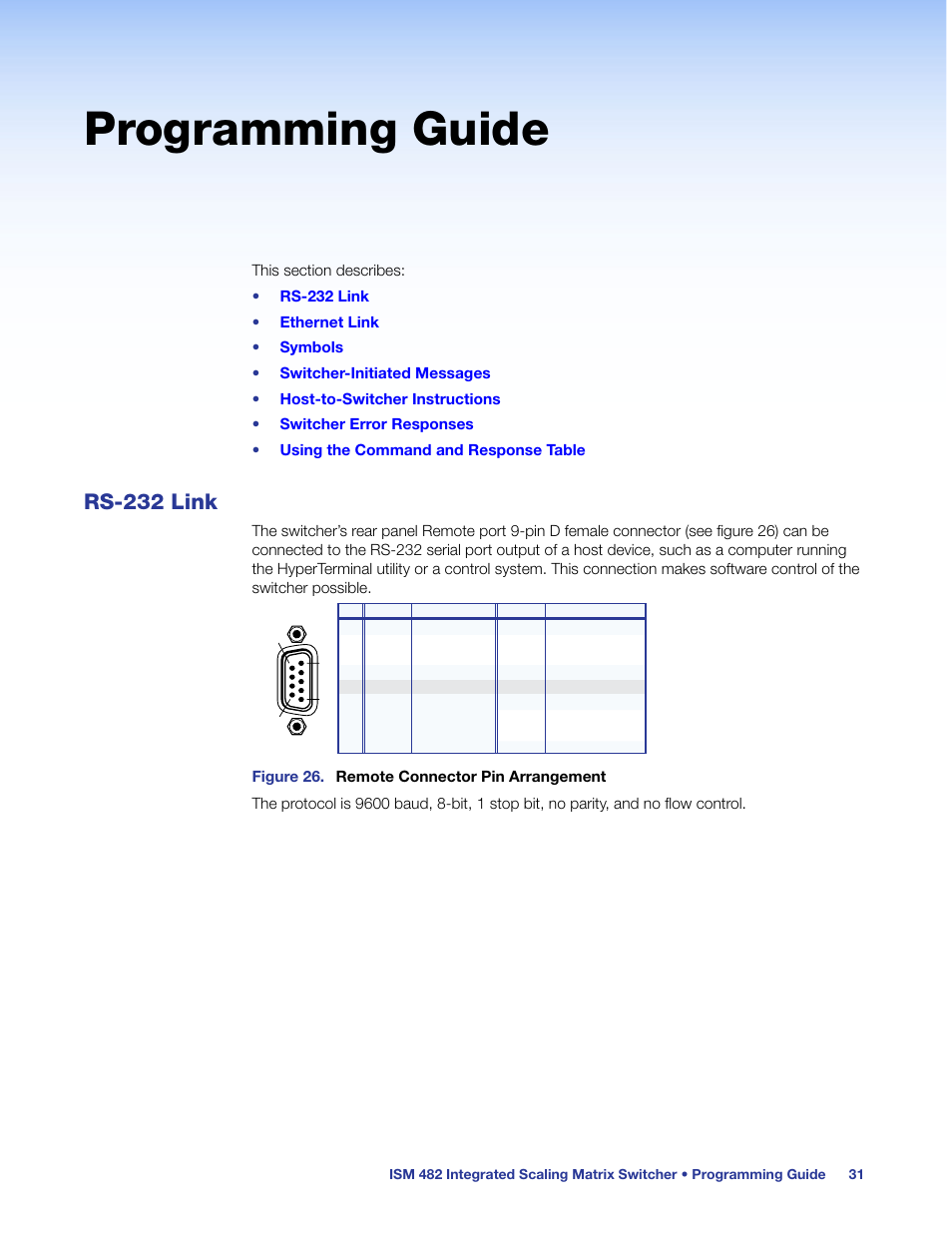 Programmer’s guide, Rs-232 link, Programming guide | Extron Electronics ISM 482 User Manual | Page 37 / 82