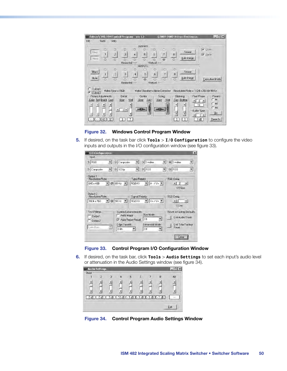 Switcher software, Section (see | Extron Electronics ISM 482 User Manual | Page 56 / 82