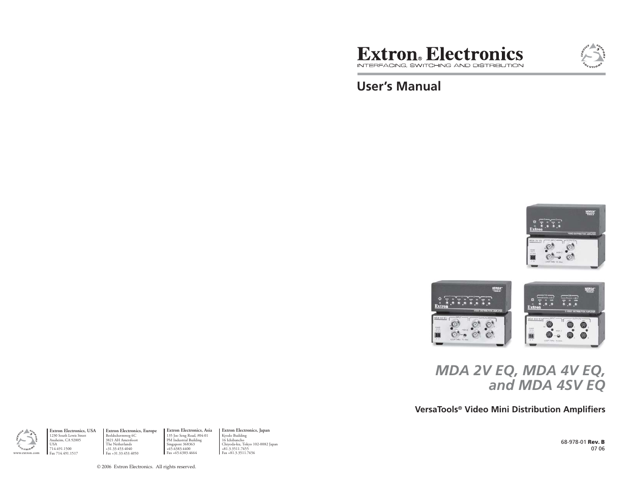 Extron Electronics MDA 4V EQ User’s Manual User Manual | 19 pages