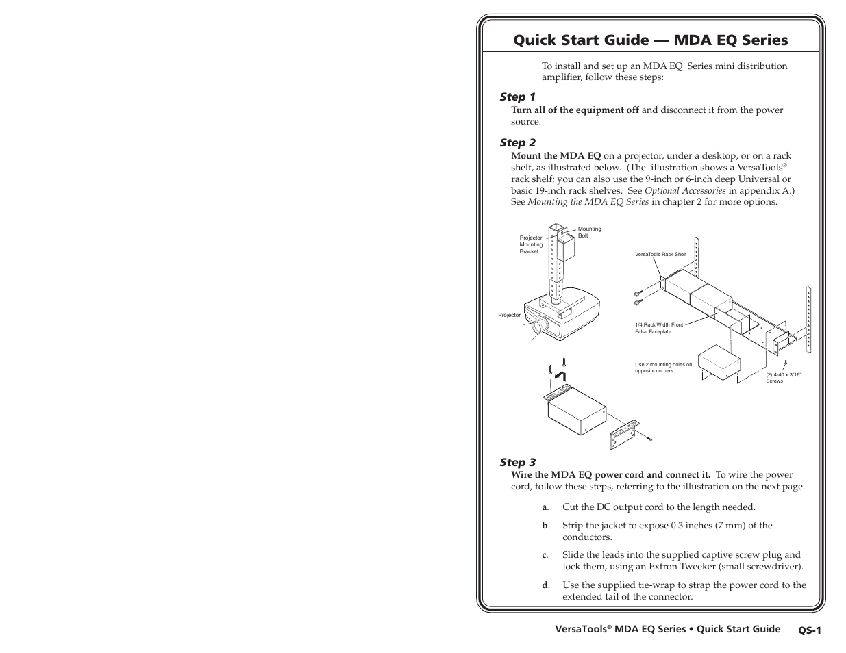 Quick start guide — mda eq series | Extron Electronics MDA 4V EQ User’s Manual User Manual | Page 4 / 19