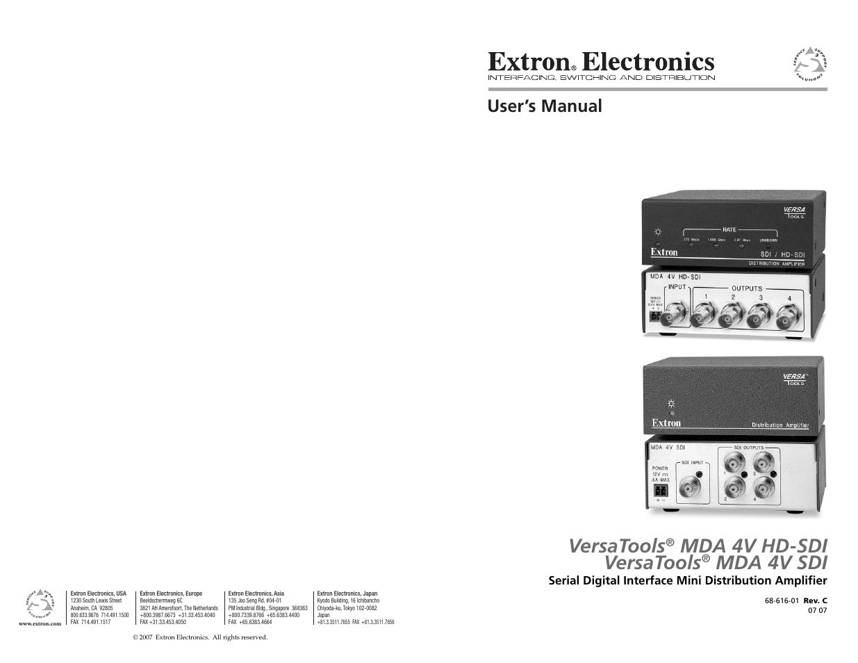 Extron Electronics MDA 4V SDI User Guide User Manual | 11 pages