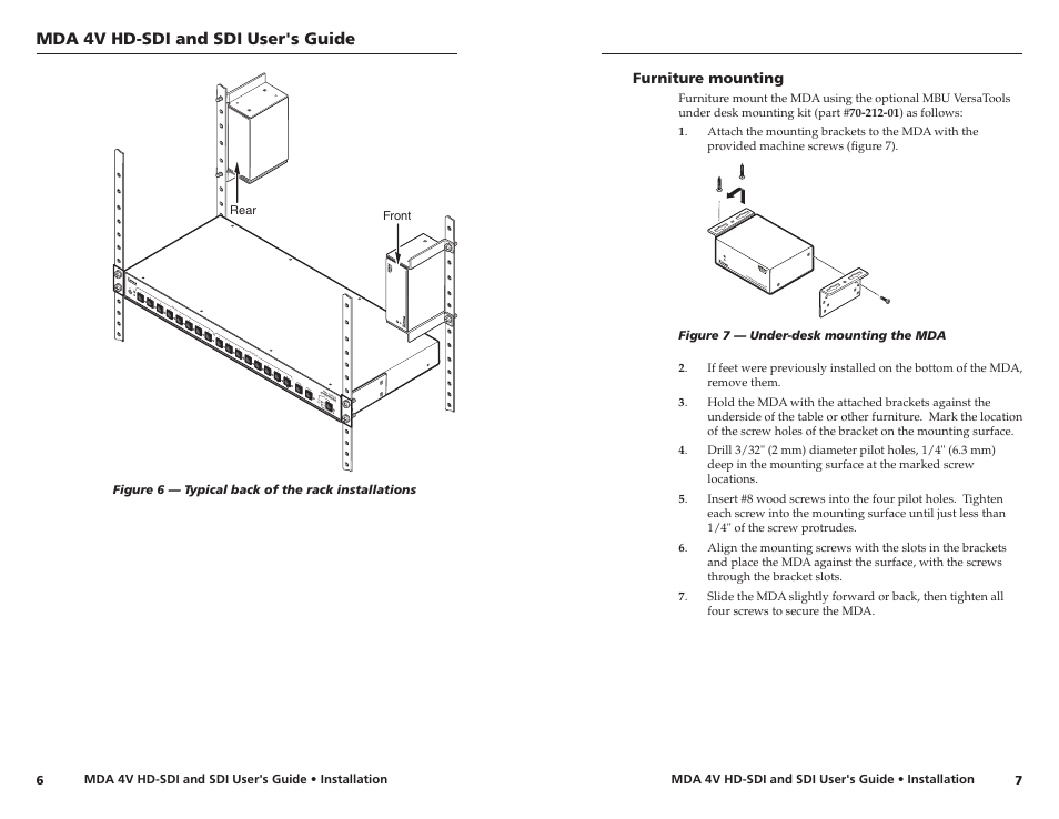 Furniture mounting | Extron Electronics MDA 4V SDI User Guide User Manual | Page 7 / 11