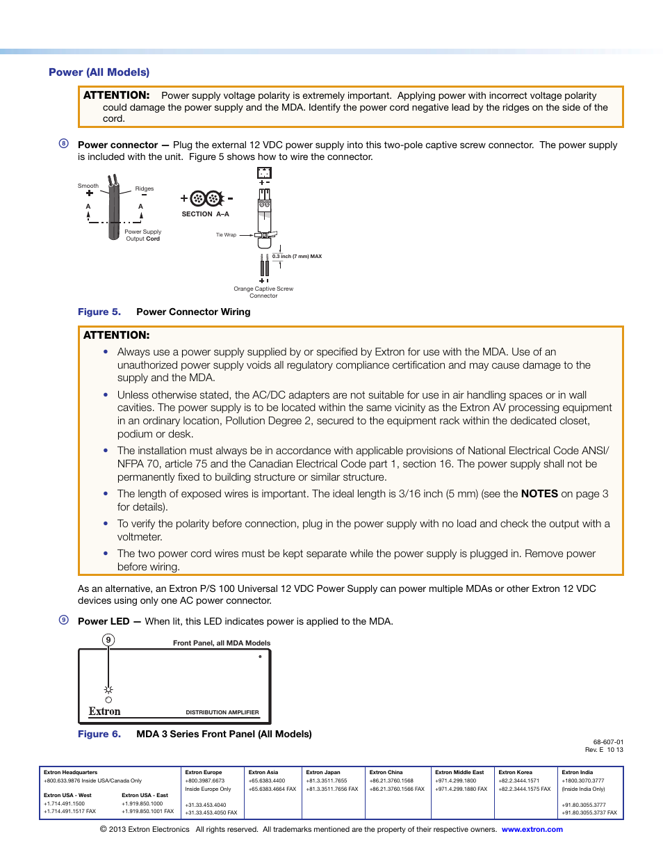 Power (all models) attention | Extron Electronics MDA 3 Series User Guide User Manual | Page 4 / 4
