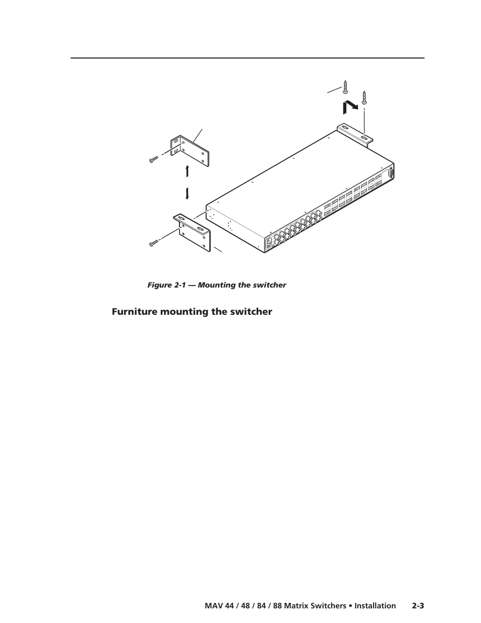 Furniture mounting the switcher | Extron Electronics MAV 44_48_84_88 Series User Guide User Manual | Page 19 / 88