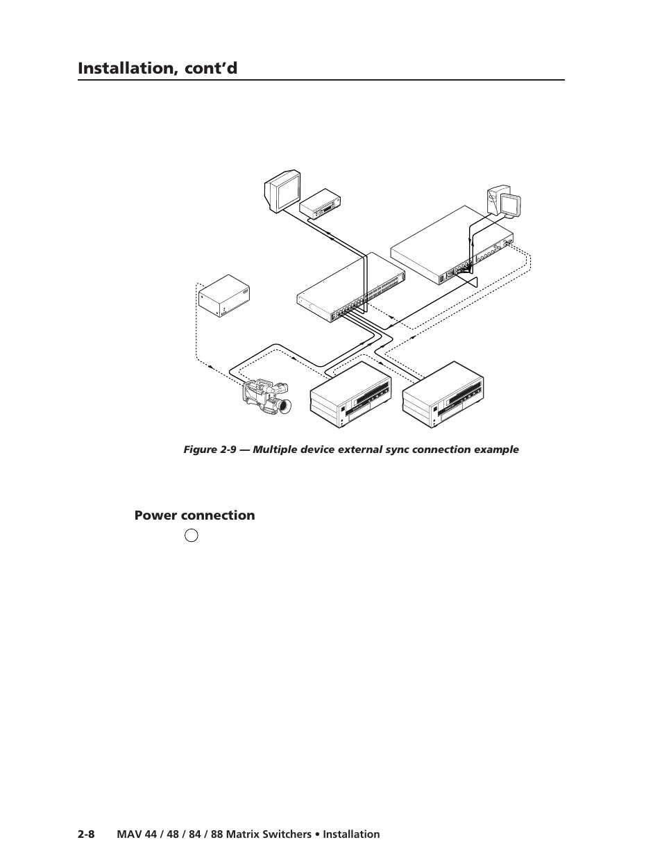 Power connection, Installation, cont’d | Extron Electronics MAV 44_48_84_88 Series User Guide User Manual | Page 24 / 88
