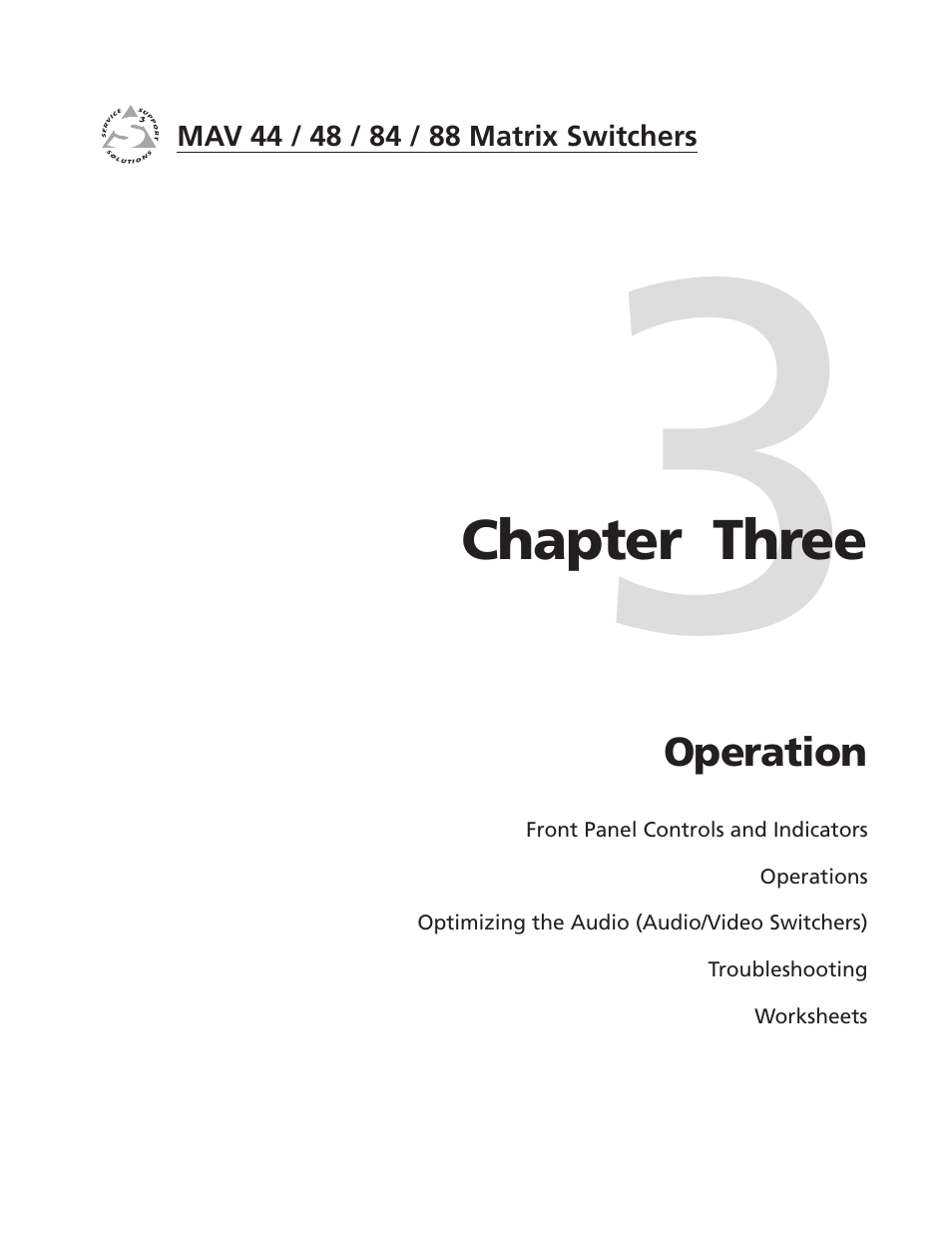 Chapter three • operation, Chapter 3 • operation | Extron Electronics MAV 44_48_84_88 Series User Guide User Manual | Page 25 / 88