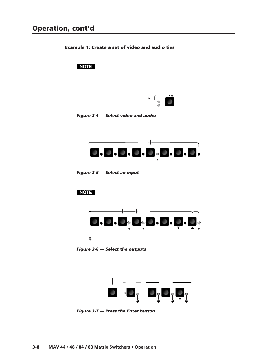 Example 1: create a set of video and audio ties, Operation, cont’d | Extron Electronics MAV 44_48_84_88 Series User Guide User Manual | Page 32 / 88