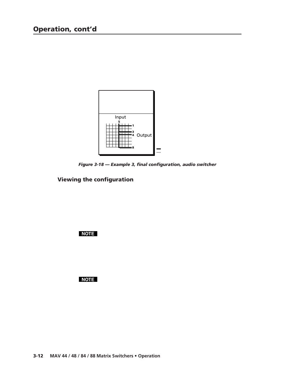 Viewing the configuration, Operation, cont’d | Extron Electronics MAV 44_48_84_88 Series User Guide User Manual | Page 36 / 88