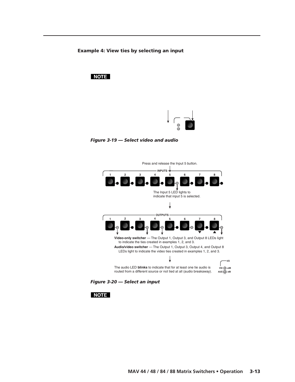 Example 4: view ties by selecting an input | Extron Electronics MAV 44_48_84_88 Series User Guide User Manual | Page 37 / 88