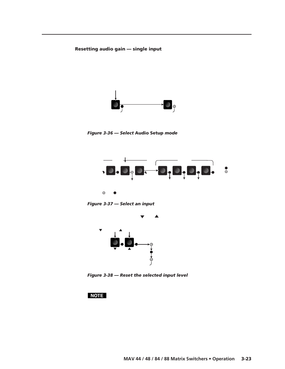 Resetting audio gain — single input, Resetting audio gain, Single input | Extron Electronics MAV 44_48_84_88 Series User Guide User Manual | Page 47 / 88