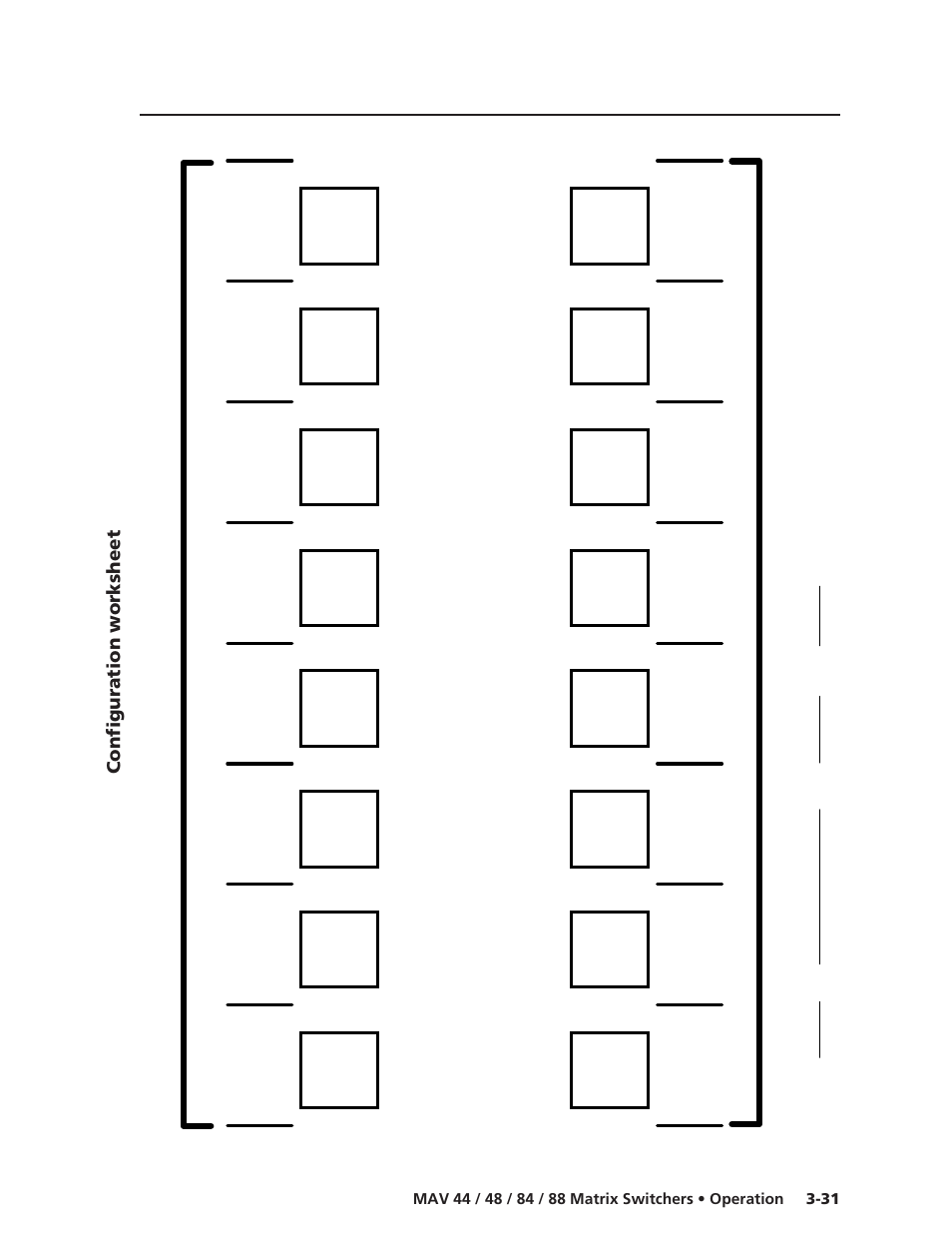 Configuration worksheet | Extron Electronics MAV 44_48_84_88 Series User Guide User Manual | Page 55 / 88