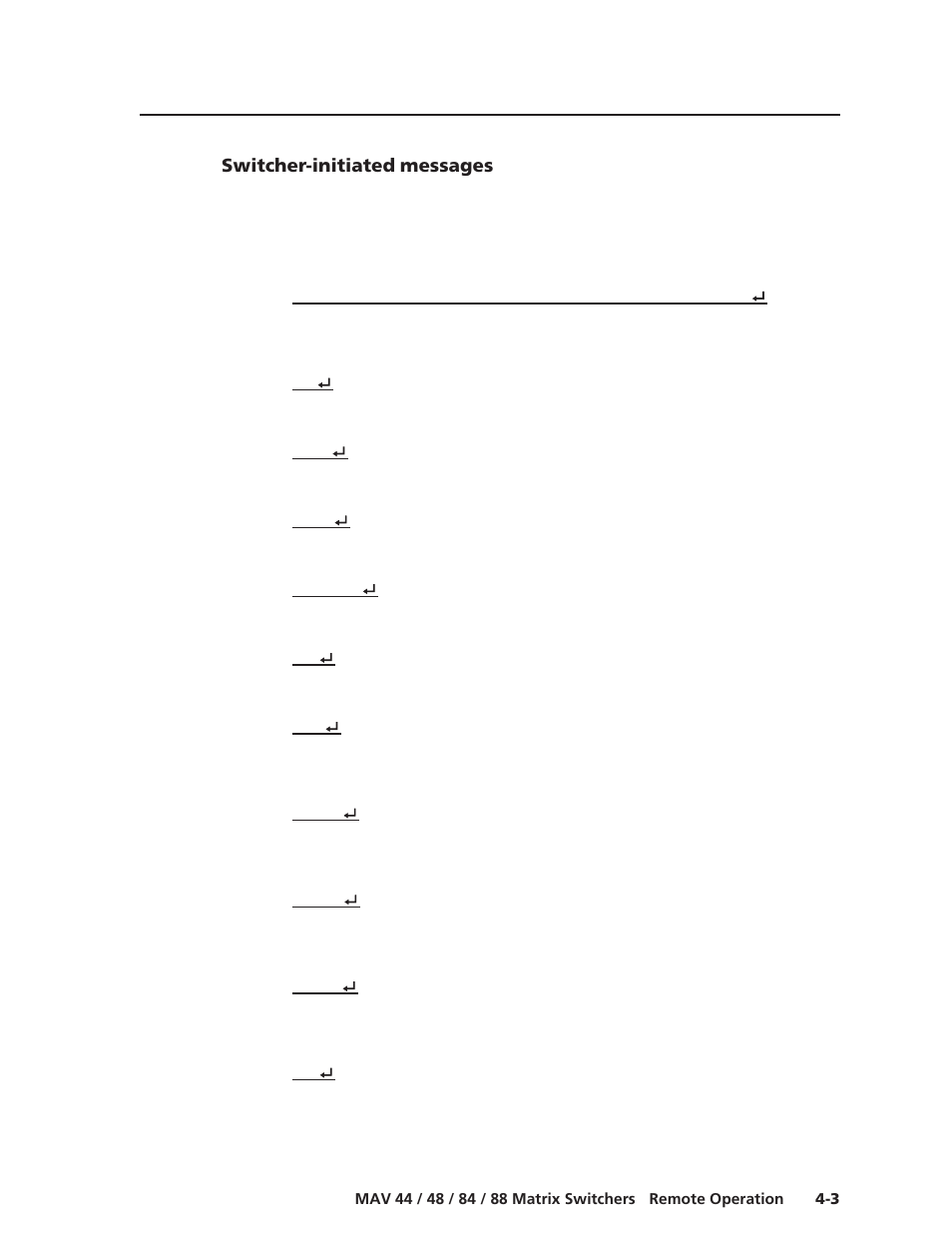 Switcher-initiated messages | Extron Electronics MAV 44_48_84_88 Series User Guide User Manual | Page 59 / 88