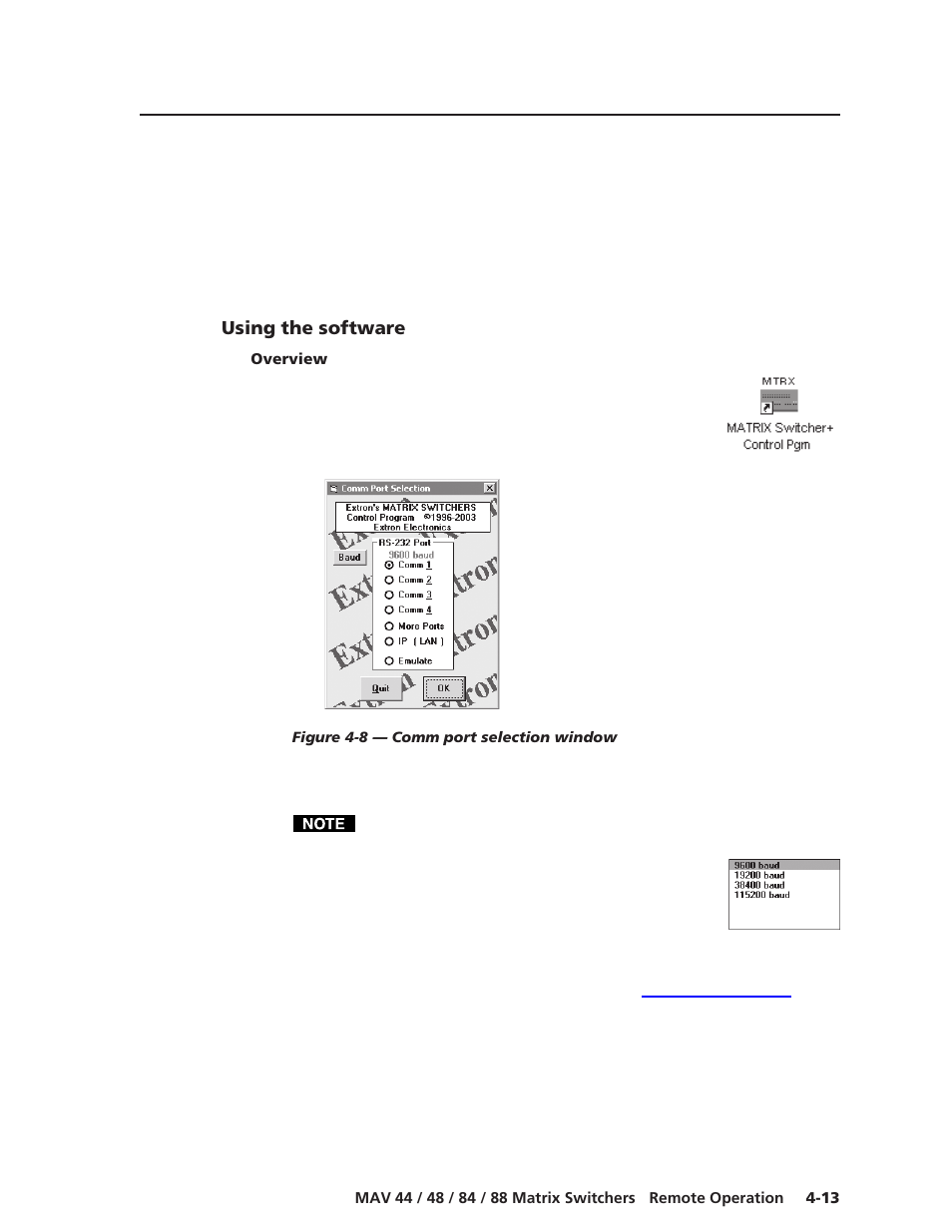 Using the software, Overview | Extron Electronics MAV 44_48_84_88 Series User Guide User Manual | Page 69 / 88