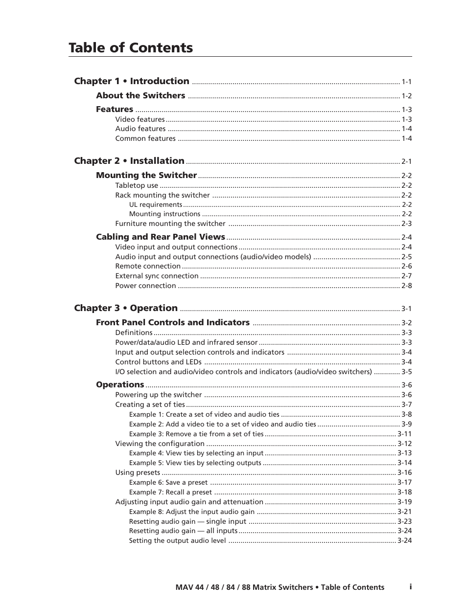 Extron Electronics MAV 44_48_84_88 Series User Guide User Manual | Page 7 / 88